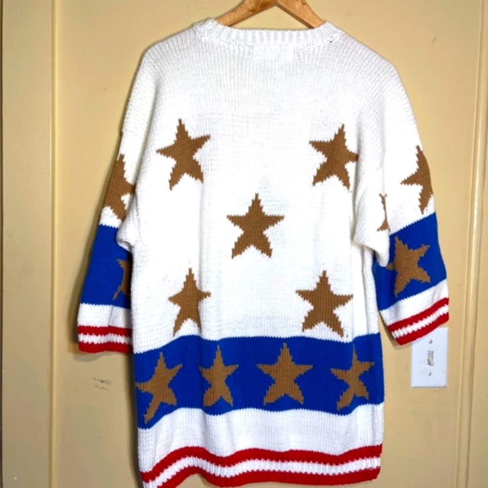 Cotton White Sweater with Stars by Chompas del Peru - Picture 2 of 5